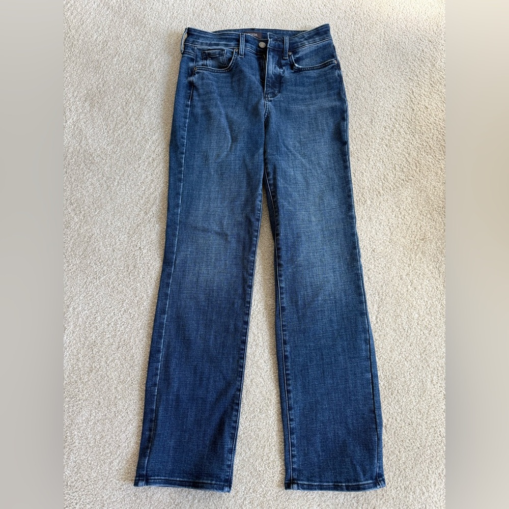 NYDJ Marilyn Straight Leg Lift Tuck High Rise Jeans Womens Moonlight Size 2